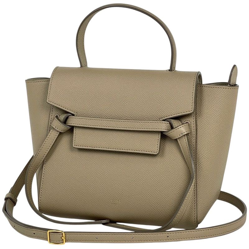Celine Belt Bag Nano 2way Shoulder Bag Handbag Leather Beige Women