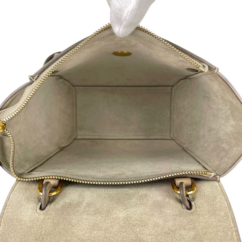 Celine Belt Bag Nano 2way Shoulder Bag Handbag Leather Beige Women