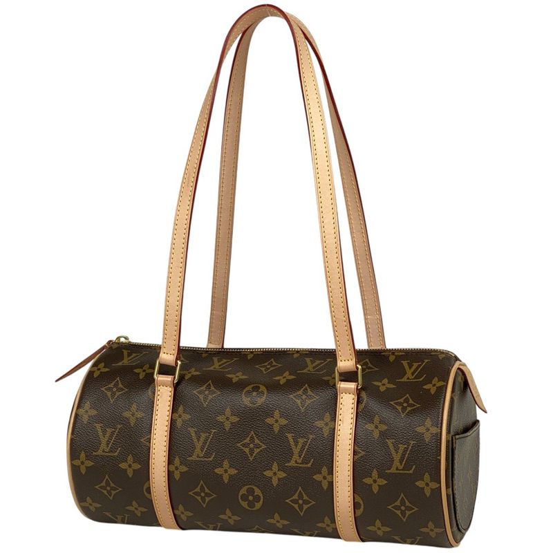 Louis Vuitton Papillon Barrel Bag Tube Shape Shoulder Handbag Monogram Brown