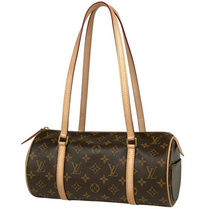 Louis Vuitton Papillon Barrel Bag Tube Shape Shoulder Handbag Monogram Brown