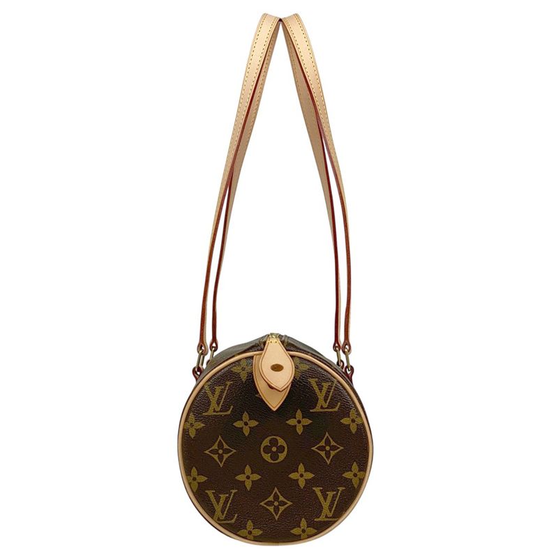 Louis Vuitton Papillon Barrel Bag Tube Shape Shoulder Handbag Monogram Brown