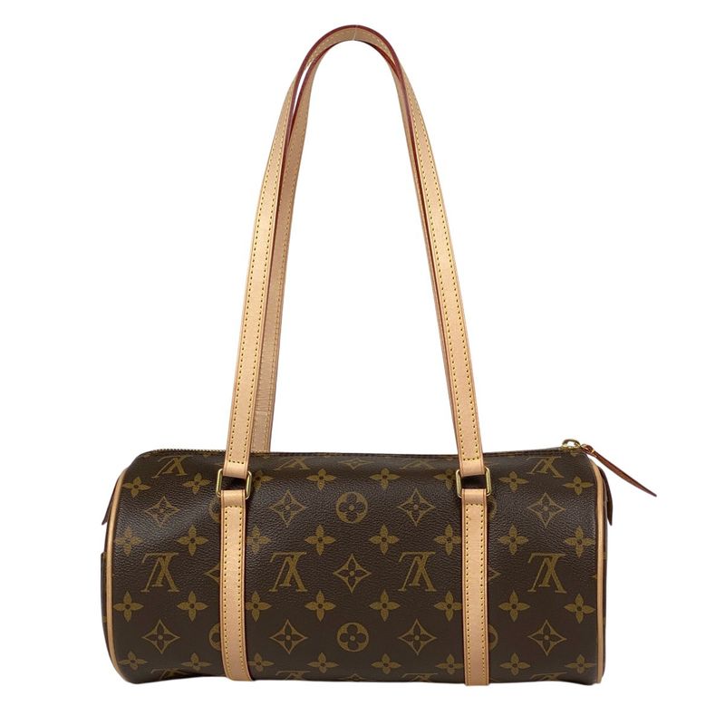 Louis Vuitton Papillon Barrel Bag Tube Shape Shoulder Handbag Monogram Brown