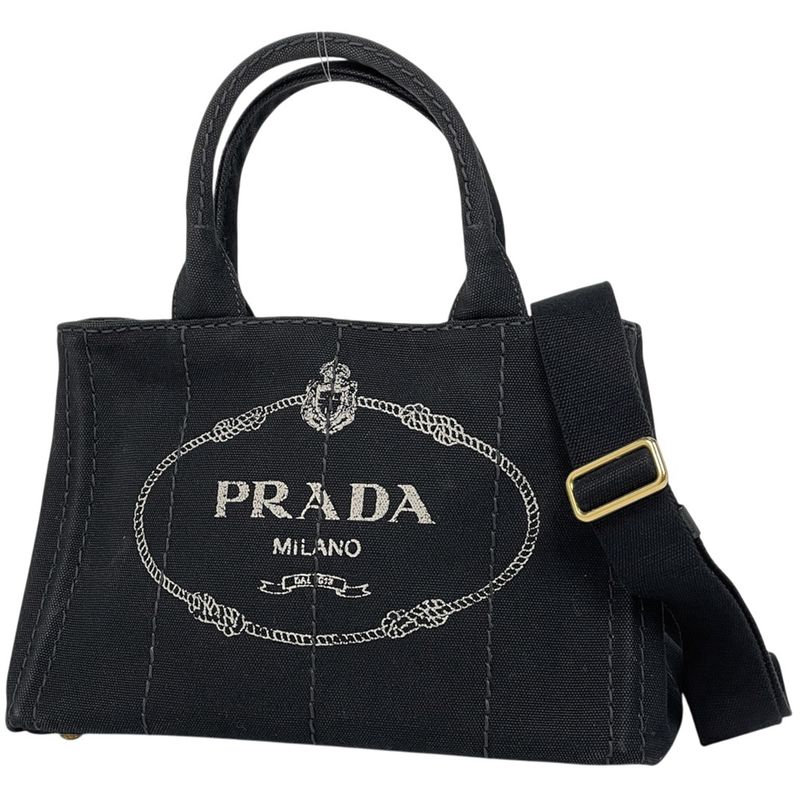 Prada Canapa Tote 2way Shoulder Bag Tote Canvas Nero (Black) Women