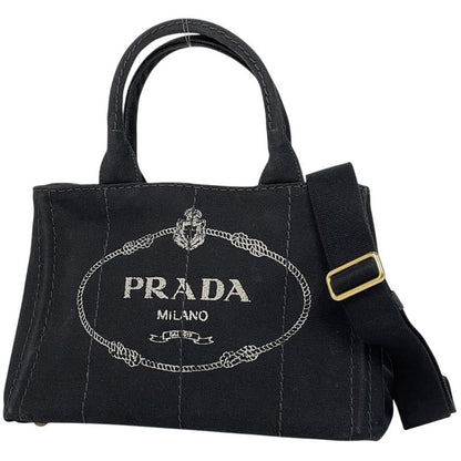 Prada Canapa Tote 2way Shoulder Bag Tote Canvas Nero (Black) Women