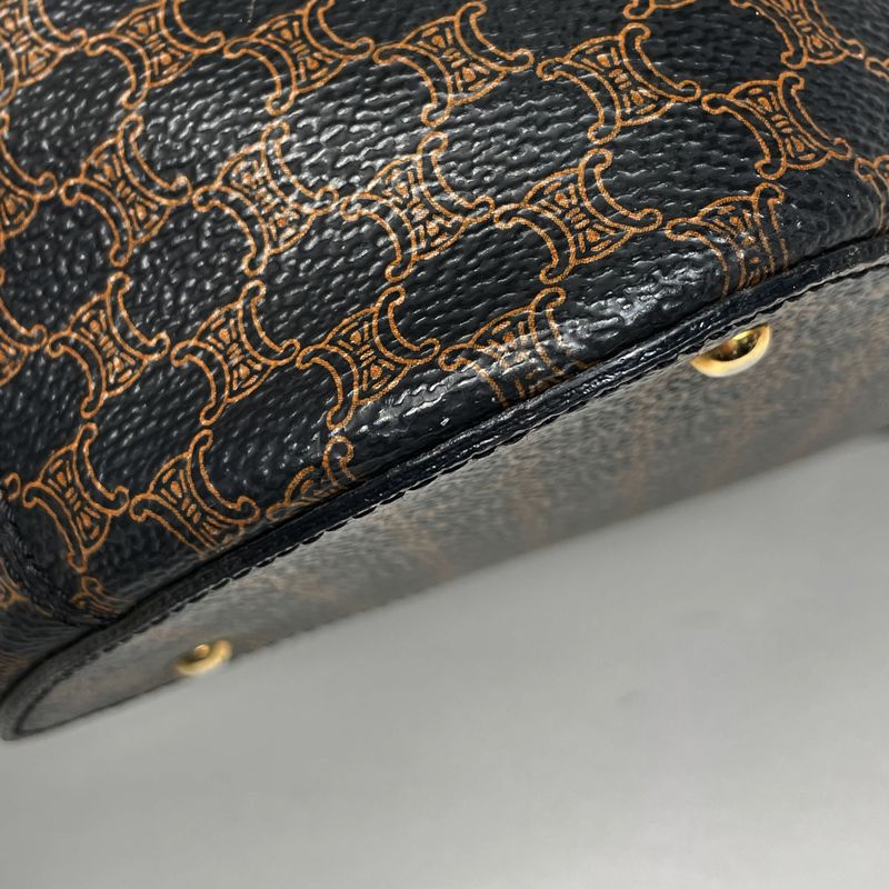 Celine Macadam Pattern Handbag Coated Canvas Black Women