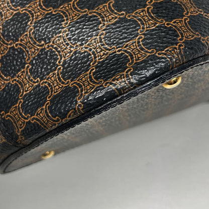 Celine Macadam Pattern Handbag Coated Canvas Black Women