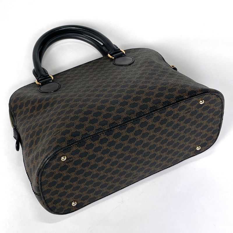 Celine Macadam Pattern Handbag Coated Canvas Black Women