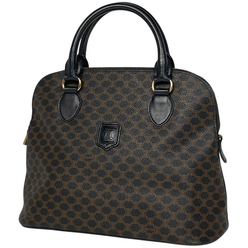 Celine Macadam Pattern Handbag Coated Canvas Black Women