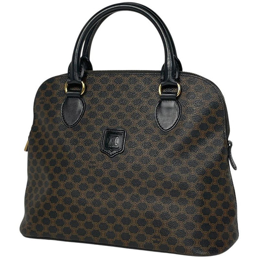 Celine Macadam Pattern Handbag Coated Canvas Black Women