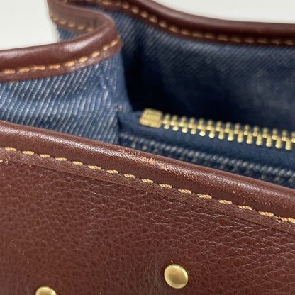 Celine Paris Macadam Tote Bag Shoulder Bag Tote Bag Denim Blue Brown Women's