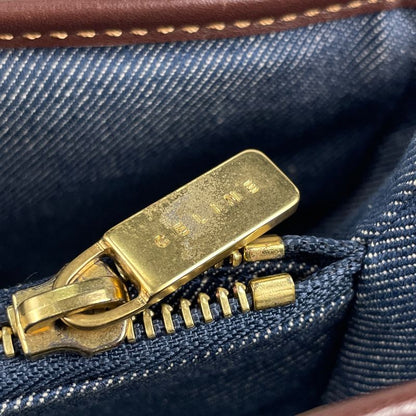 Celine Paris Macadam Tote Bag Shoulder Bag Tote Bag Denim Blue Brown Women's