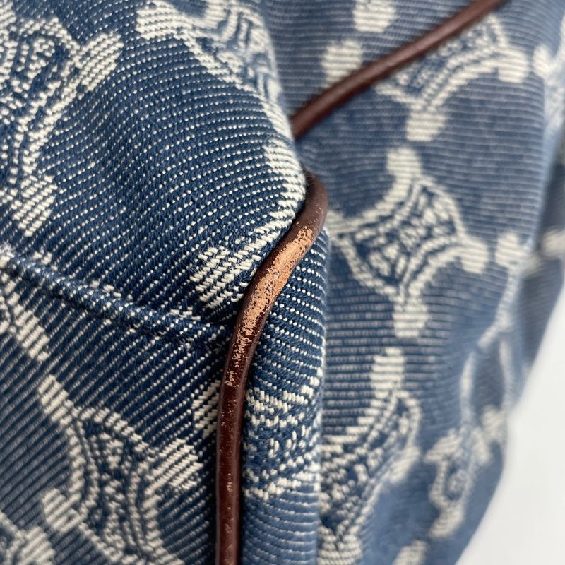 Celine Paris Macadam Tote Bag Shoulder Bag Tote Bag Denim Blue Brown Women's
