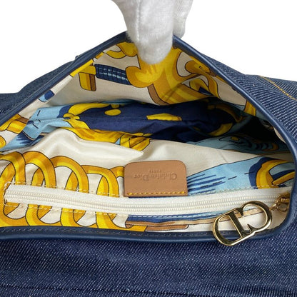 Christian Dior Saddle Bag Handbag One Shoulder Logo Shoulder Bag Denim Navy