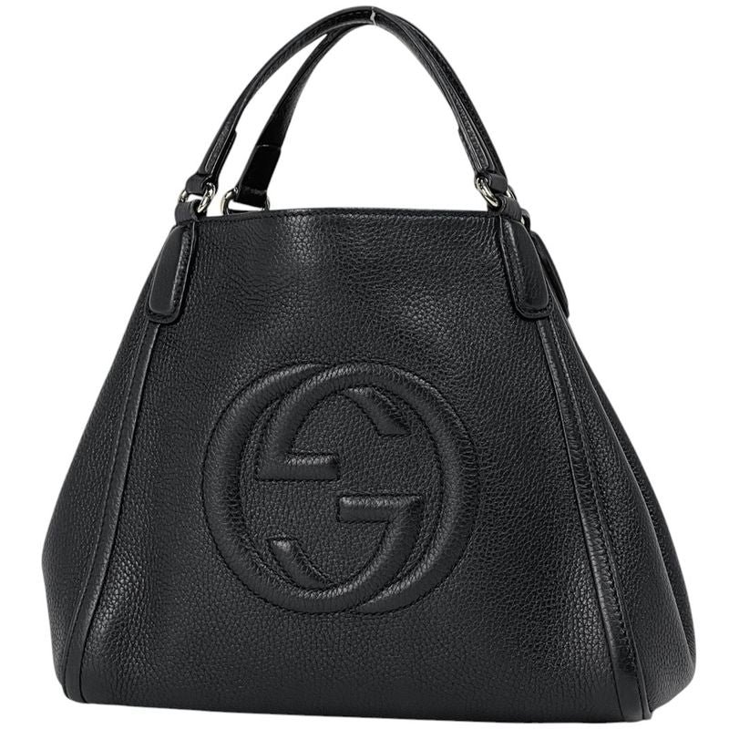 Gucci Soho Handbag Interlocking G Handbag Leather Black 336751 Women
