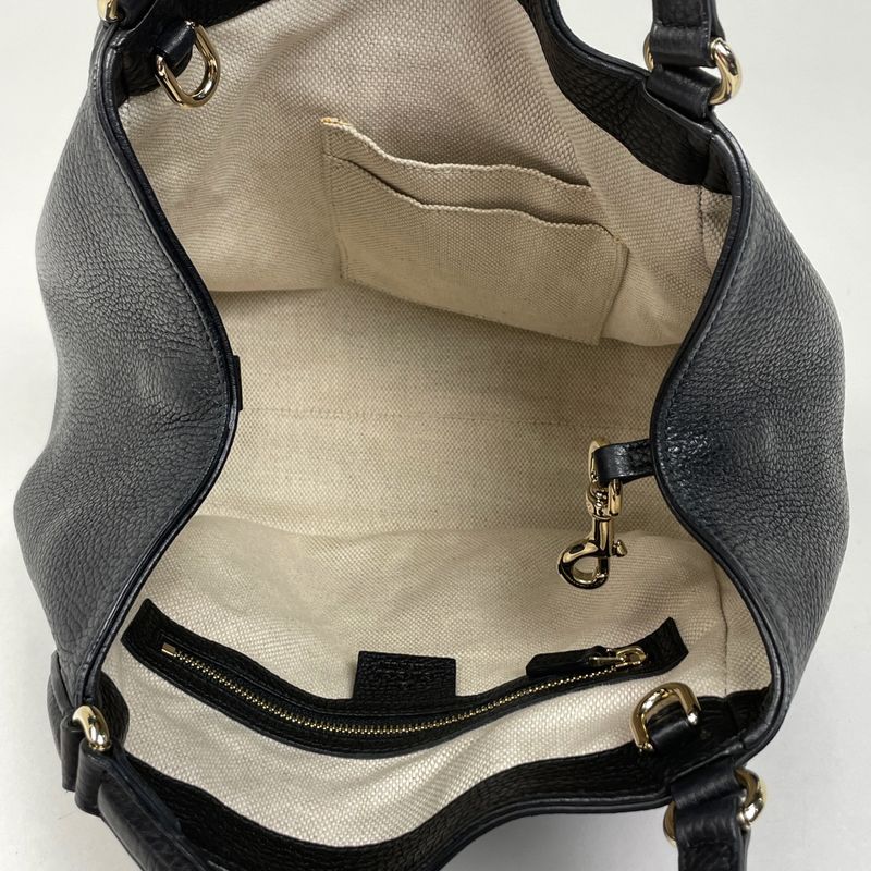 Gucci Soho Handbag Interlocking G Handbag Leather Black 336751 Women
