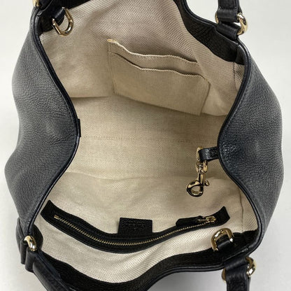 Gucci Soho Handbag Interlocking G Handbag Leather Black 336751 Women