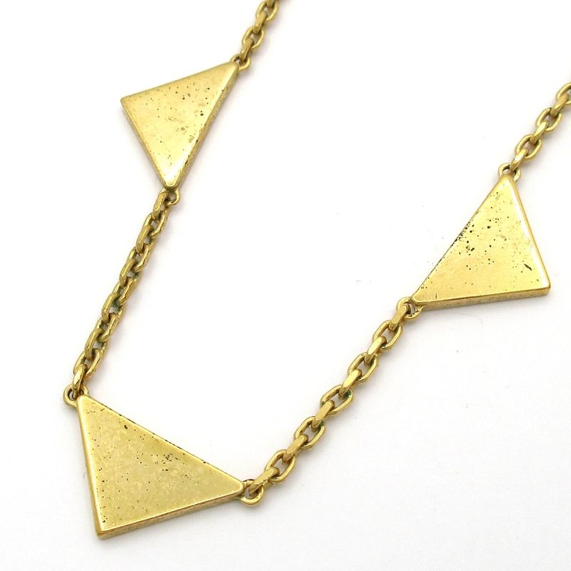 Prada Necklace Gold And Black Triangle Logo