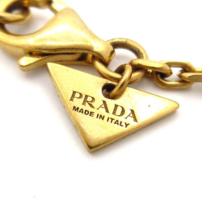 Prada Necklace Gold And Black Triangle Logo