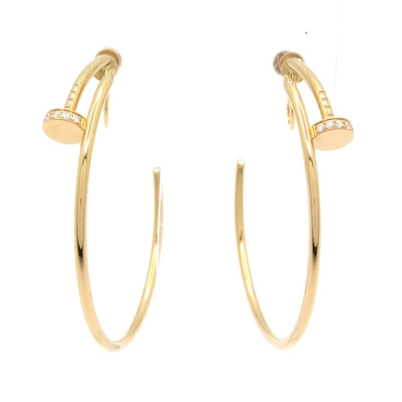 Cartier Earring Juste Un Clou 18K Pink Gold X Diamonds 28P Diamond Clasp