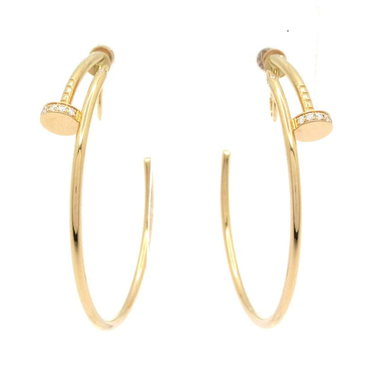 Cartier Earring Juste Un Clou 18K Pink Gold X Diamonds 28P Diamond Clasp