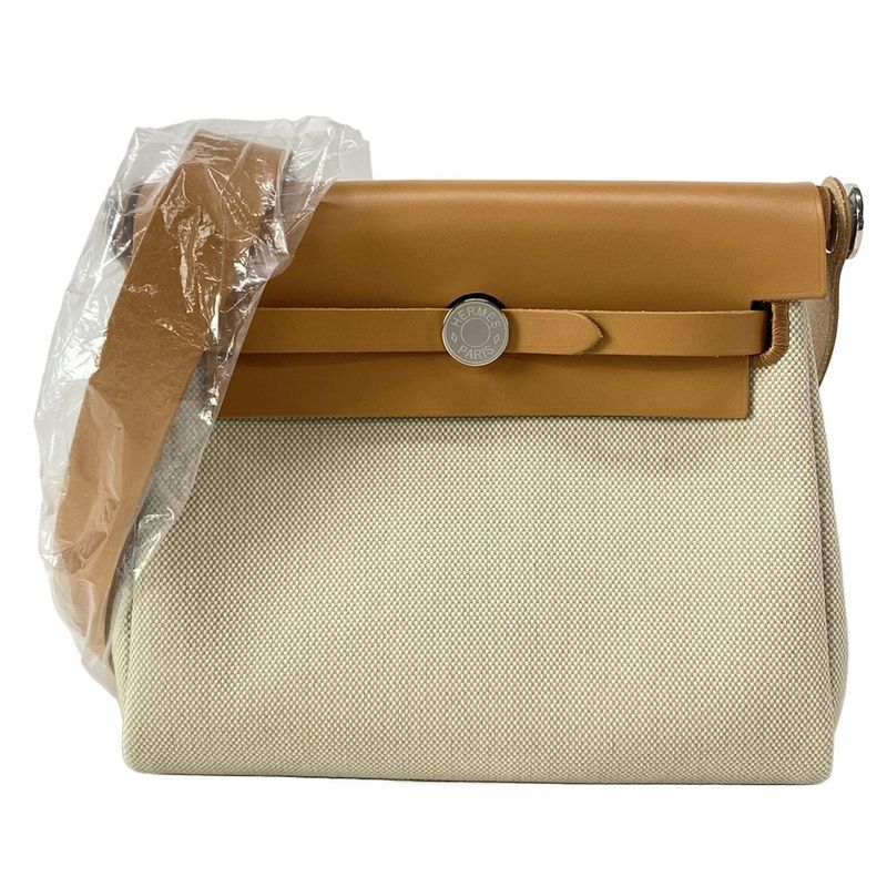 Hermes Shoulder Bag Herbag Her Bag Zip 20 Beige And Natural Sable Silver