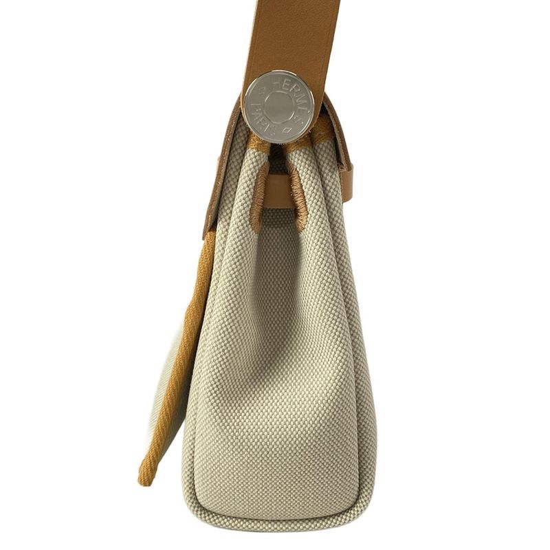 Hermes Shoulder Bag Herbag Her Bag Zip 20 Beige And Natural Sable Silver