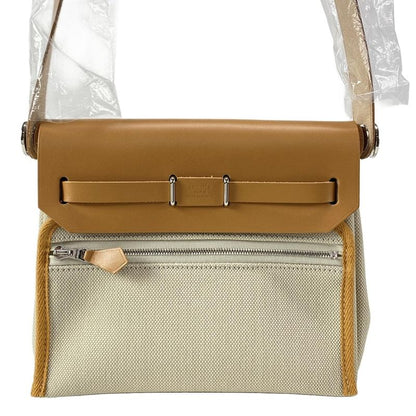 Hermes Shoulder Bag Herbag Her Bag Zip 20 Beige And Natural Sable Silver