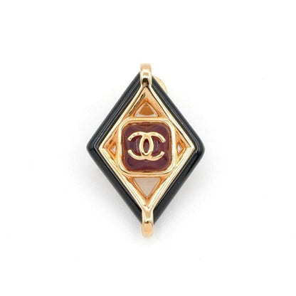 Chanel Brooch Corsage Gold Red Black Pin Brooch Diamond Shape Here Mark