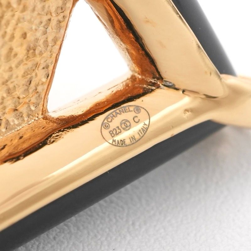 Chanel Brooch Corsage Gold Red Black Pin Brooch Diamond Shape Here Mark