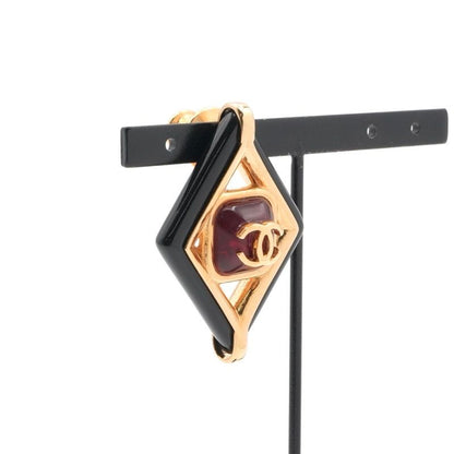 Chanel Brooch Corsage Gold Red Black Pin Brooch Diamond Shape Here Mark