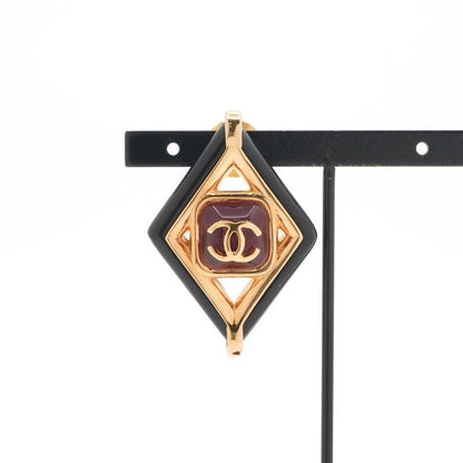 Chanel Brooch Corsage Gold Red Black Pin Brooch Diamond Shape Here Mark