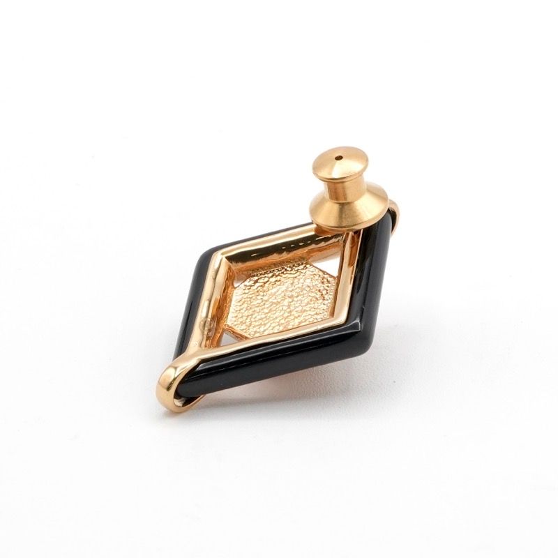 Chanel Brooch Corsage Gold Red Black Pin Brooch Diamond Shape Here Mark