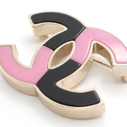 Chanel Brooch Corsage Gold Black Pink Here Mark Bicolor