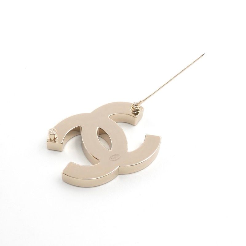 Chanel Brooch Corsage Gold Black Pink Here Mark Bicolor