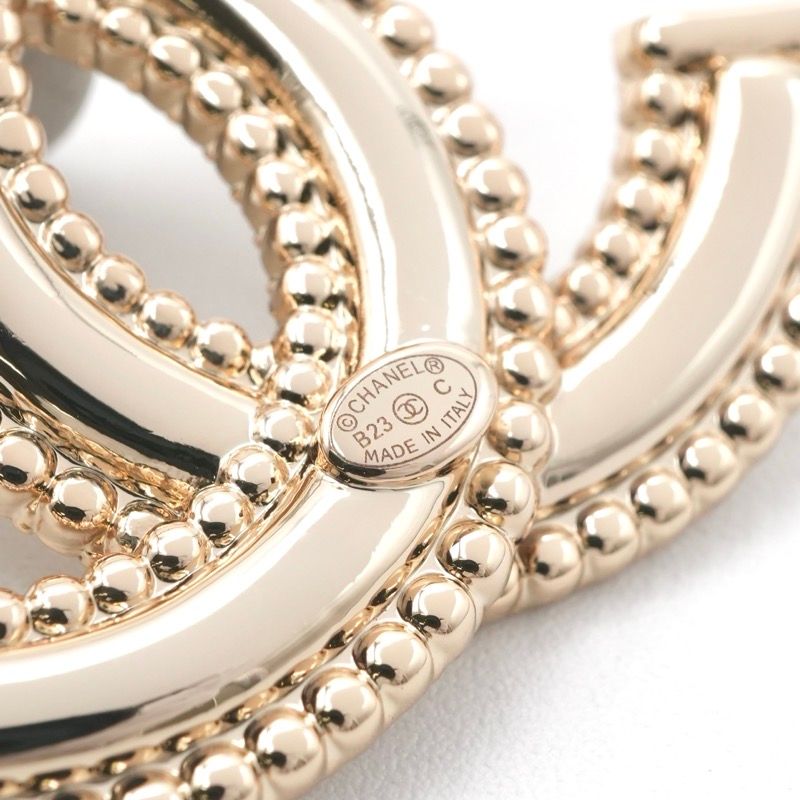 Chanel Brooch Corsage Gold Here Mark Logo Rhinestone