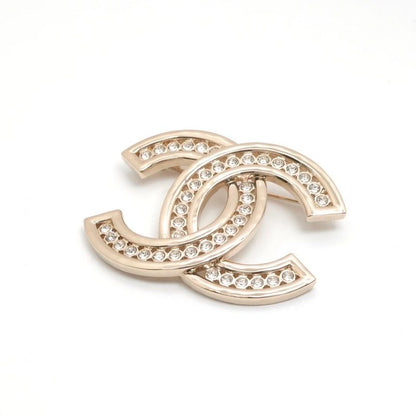 Chanel Brooch Corsage Gold Here Mark Rhinestone