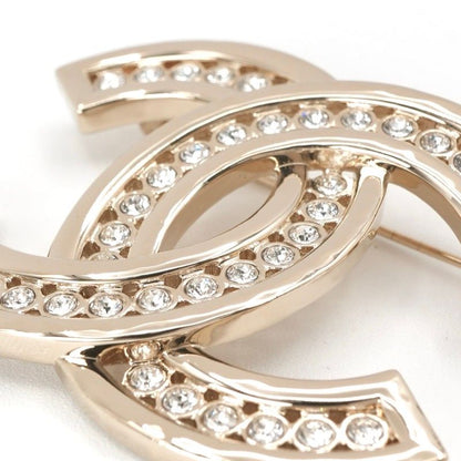 Chanel Brooch Corsage Gold Here Mark Rhinestone
