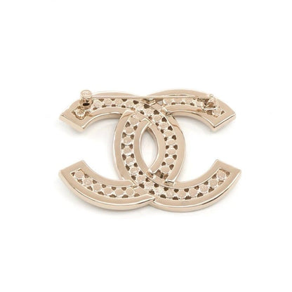 Chanel Brooch Corsage Gold Here Mark Rhinestone