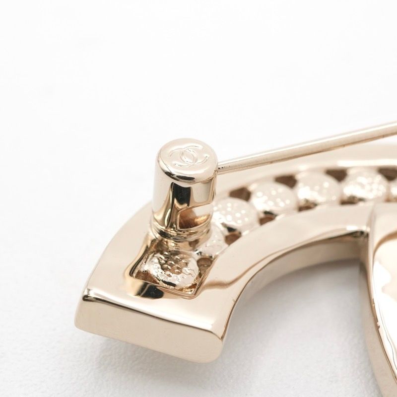 Chanel Brooch Corsage Gold Here Mark Rhinestone