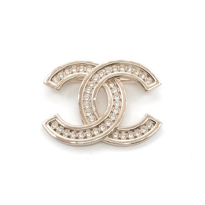 Chanel Brooch Corsage Gold Here Mark Rhinestone