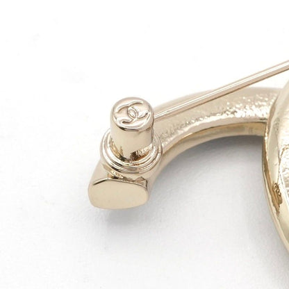 Chanel Brooch Corsage Black White Gold Coco Mark Logo Bicolor