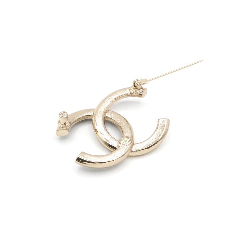 Chanel Brooch Corsage Black White Gold Coco Mark Logo Bicolor