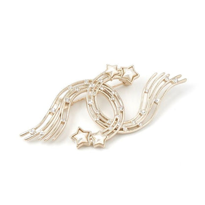 Chanel Brooch Corsage Gold Here Mark Star Rhinestone