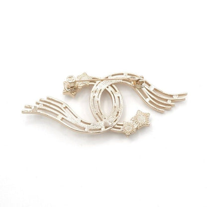 Chanel Brooch Corsage Gold Here Mark Star Rhinestone