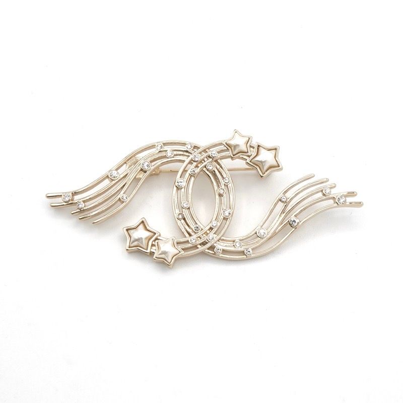 Chanel Brooch Corsage Gold Here Mark Star Rhinestone