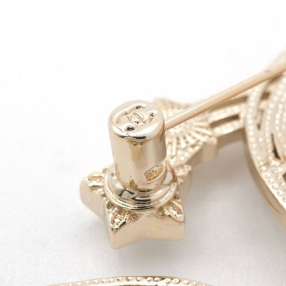 Chanel Brooch Corsage Gold Here Mark Star Rhinestone
