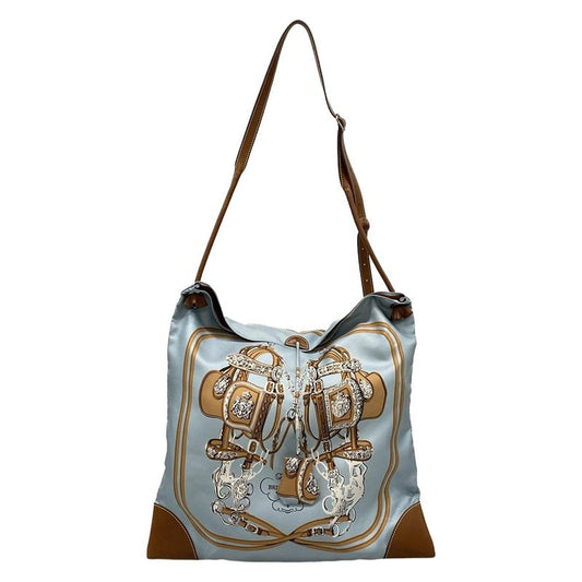 Hermes Shoulder Bag Silky City MM Light Blue X Light Brown X Multi Brides De