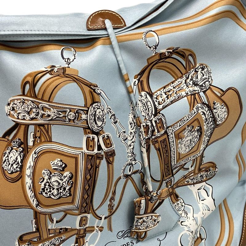 Hermes Shoulder Bag Silky City MM Light Blue X Light Brown X Multi Brides De