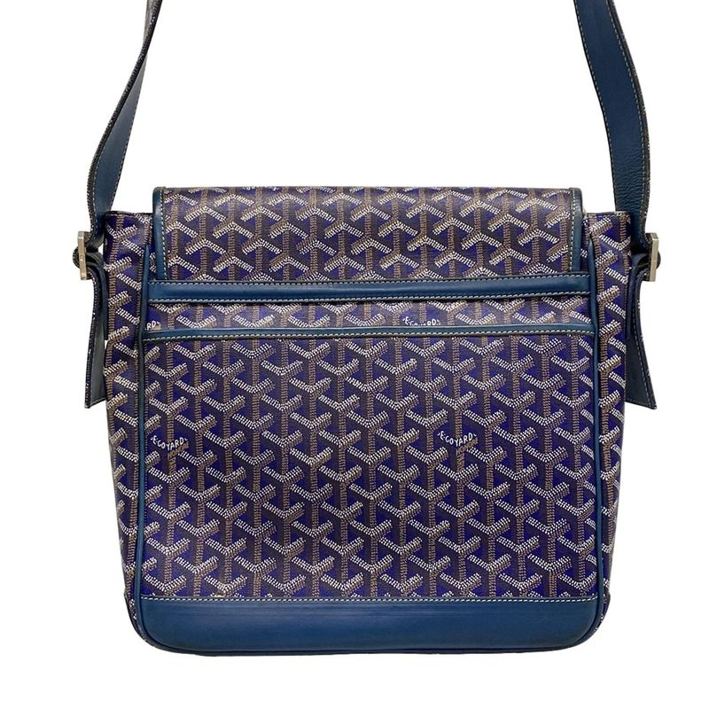 Goyard Shoulder Bag Grand Bleu MM Blue Diagonal Leather
