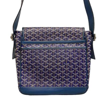 Goyard Shoulder Bag Grand Bleu MM Blue Diagonal Leather